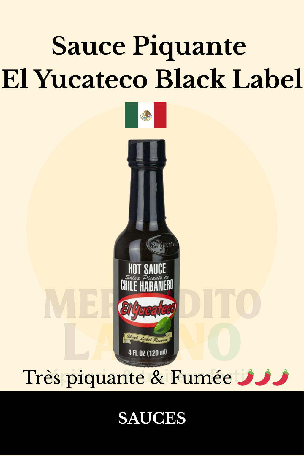 Sauce Piquante El Yucateco Black Label 120ml 🌶️ – Sauce Mexicaine Très Forte