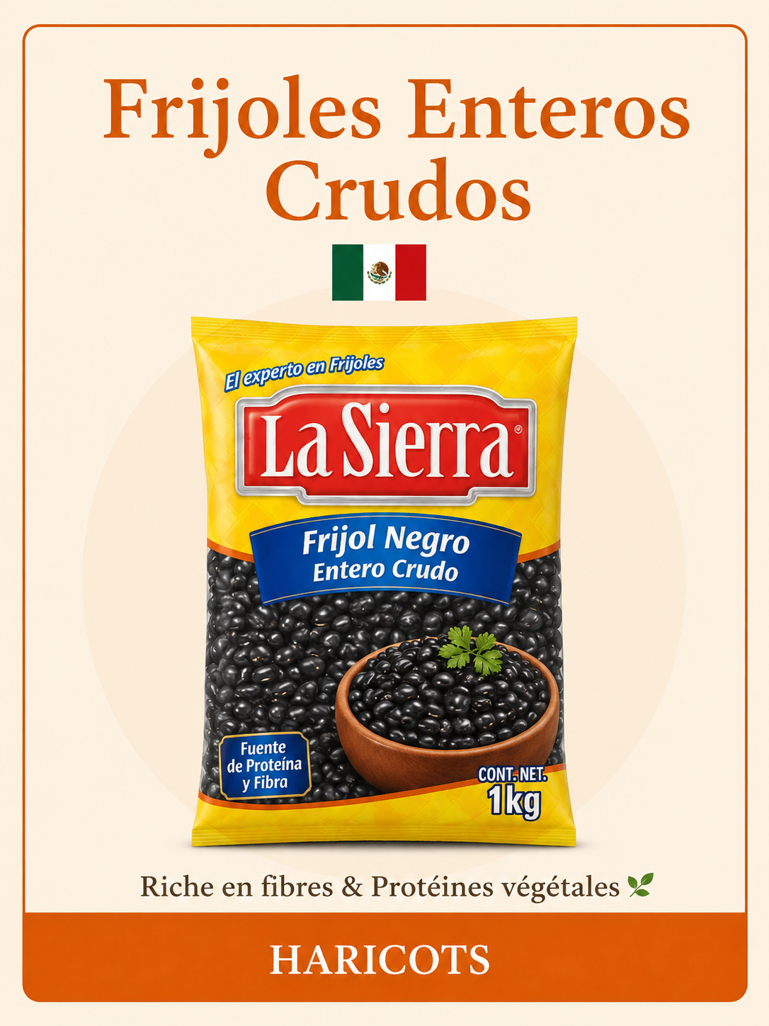 🫘 Frijoles Negros Enteros La Sierra 1kg – Haricots Noirs Mexicains
